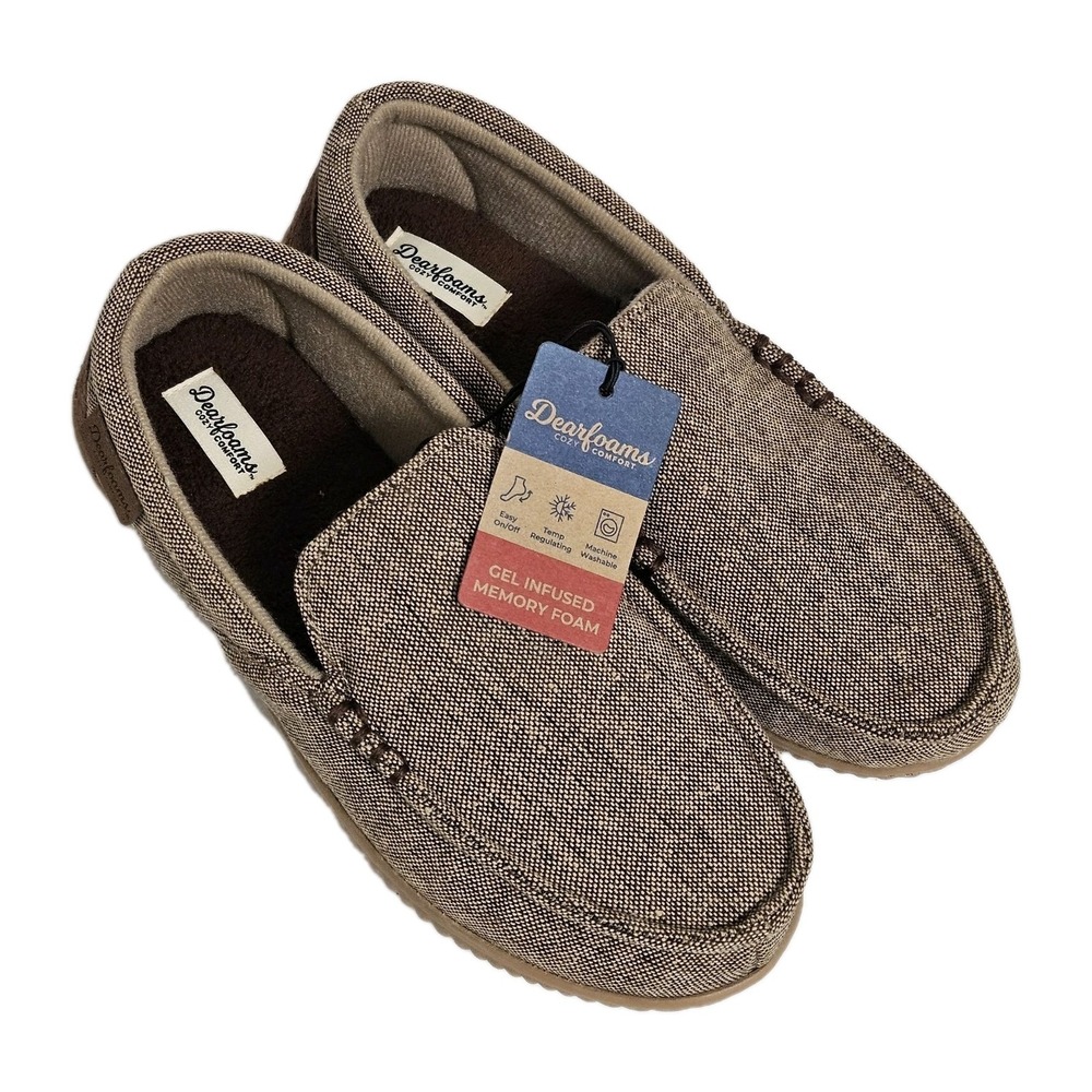 Dearfoams‎ Cozy Comfort Casual Moc Slipper Men's 7-8 Brown Gel Memory Foam NWT